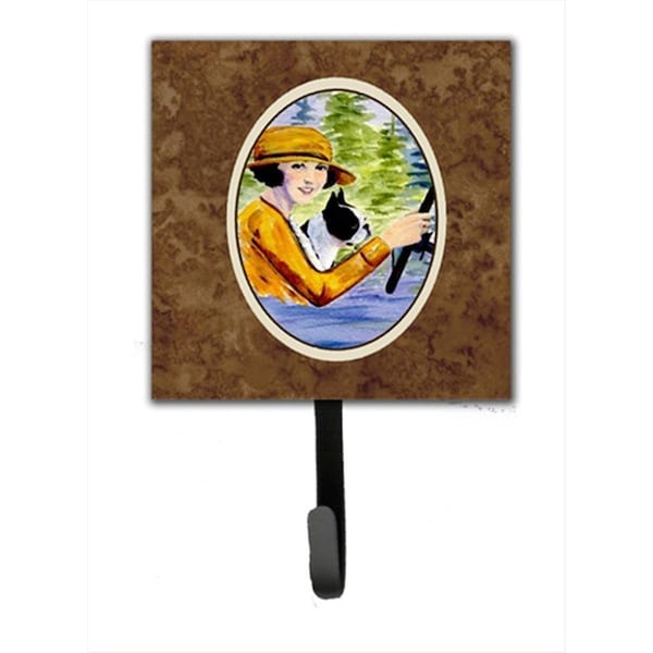 Jensendistributionservices 4.25 x 6 in. Woman Driving with Her Boston Terrier Leash Or Key Hook MI1709149 - main